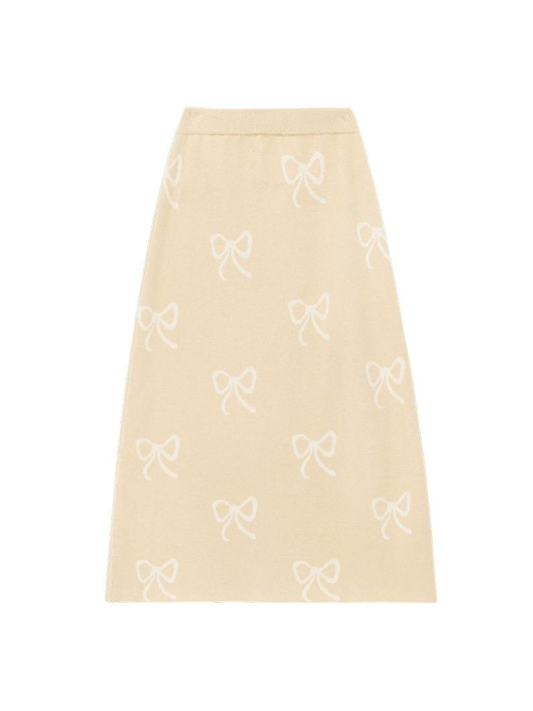 Vest Skirt Sweater + Yellow Jacquard Knit + Ribbon Knit