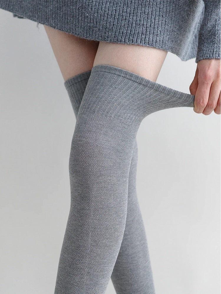 Colors) Stockings Knit Ribbed (5 Over-the-Knee