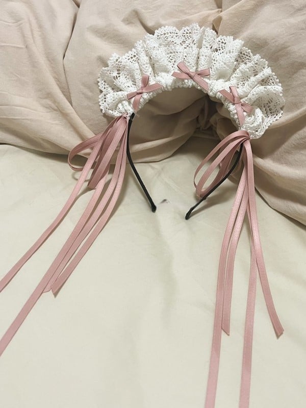 Options Bows KC Ribbon Streamers – Color Lolita White and 6 Lace with Ruffled