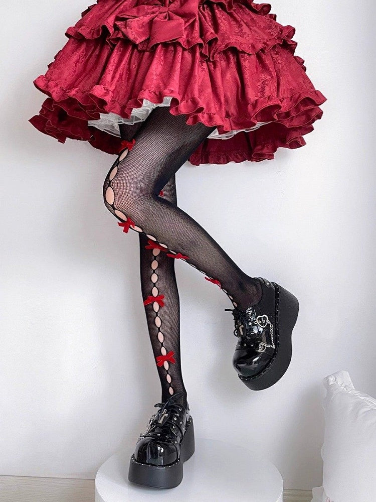 Pantyhose Styles) Bow Cutout Lolita Semi-Sheer (6 Style