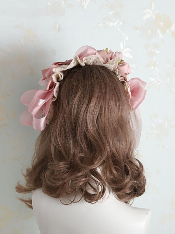Flowers Adorned with Pink Tulle Bowknots and KC Lolita Lace
