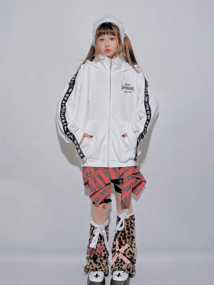 Leopardenmuster Rosa Skelett Gyaru Beinwärmer