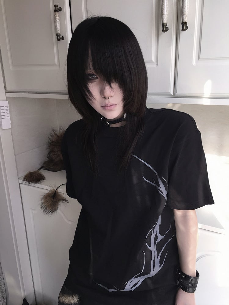 with Black Gothic Print Snake T-Shirt