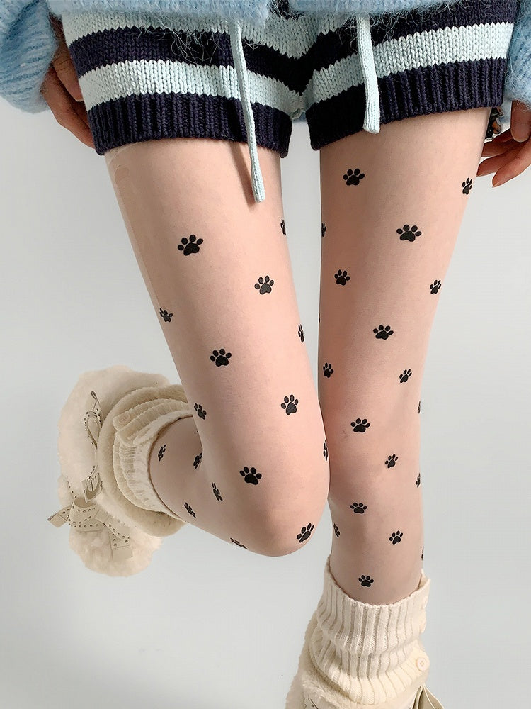 Paw Print Cute Sheer Pantyhose