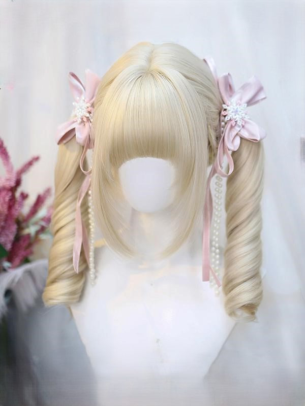 Bangs Curly With Blonde Wig 55-60CM Light Medium