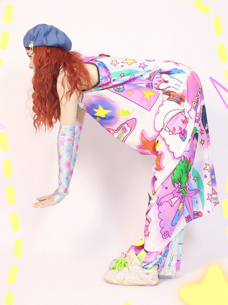 Kleid mit Cartoon-Camisole und buntem Stern-Print