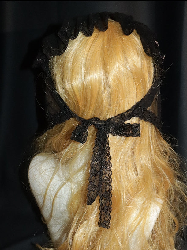 Hairband Lolita Lace White/Black Gothic