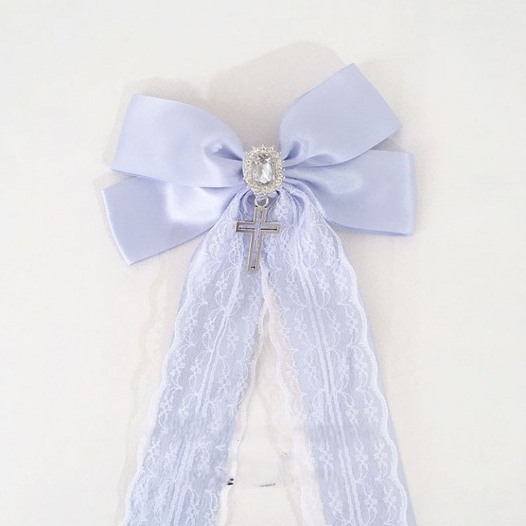 with Round Hairclip Colors Pendant Trim Bow 3 Option Lace Rhinestone Cross
