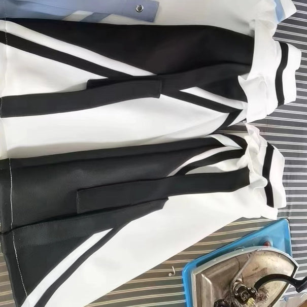 Sailor Zip WeißSchwarz Kragen Jacke Jirai Sweatshrit Verschluss Kei