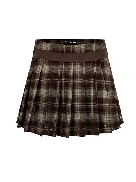 Dunkel karierter College-Faltenrock