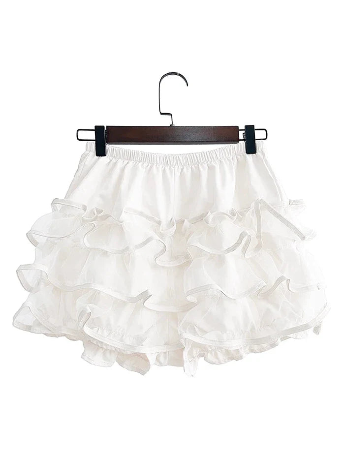 Puffkleid mit Chokerärmeln, schottische Kuchenbandhose, kariert, rot, bauschig