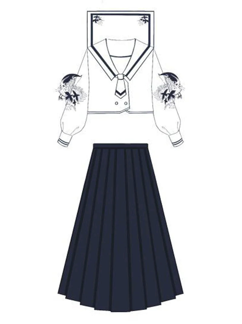 Sailor Skirt Color Girl + Dark Pleated Top
