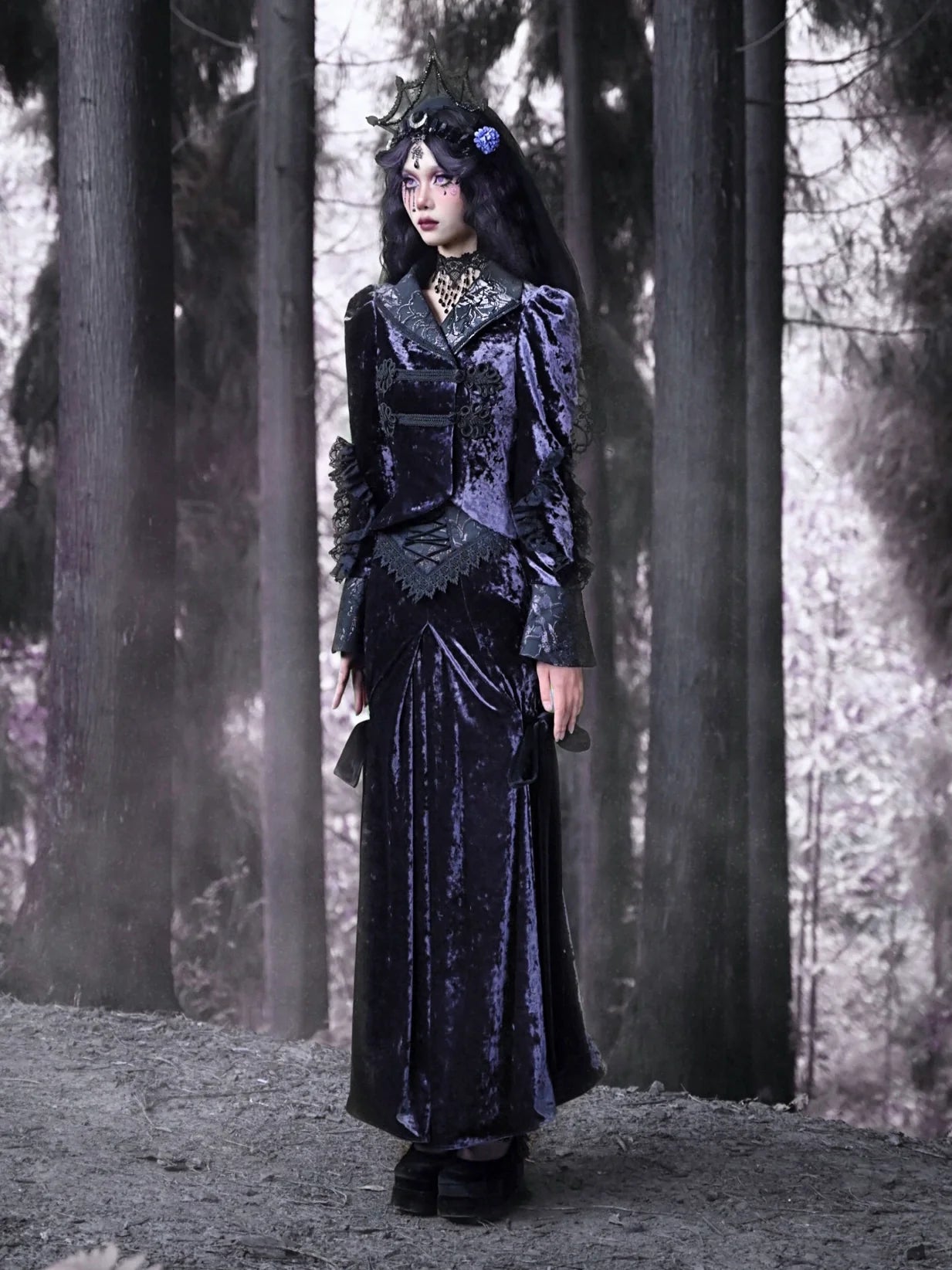 ゴシックベルベットカラースタイルジャケットヨーロピアンルナスリムスタンド