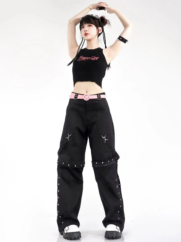 Rosa Sommer Schwarz Mode Hose