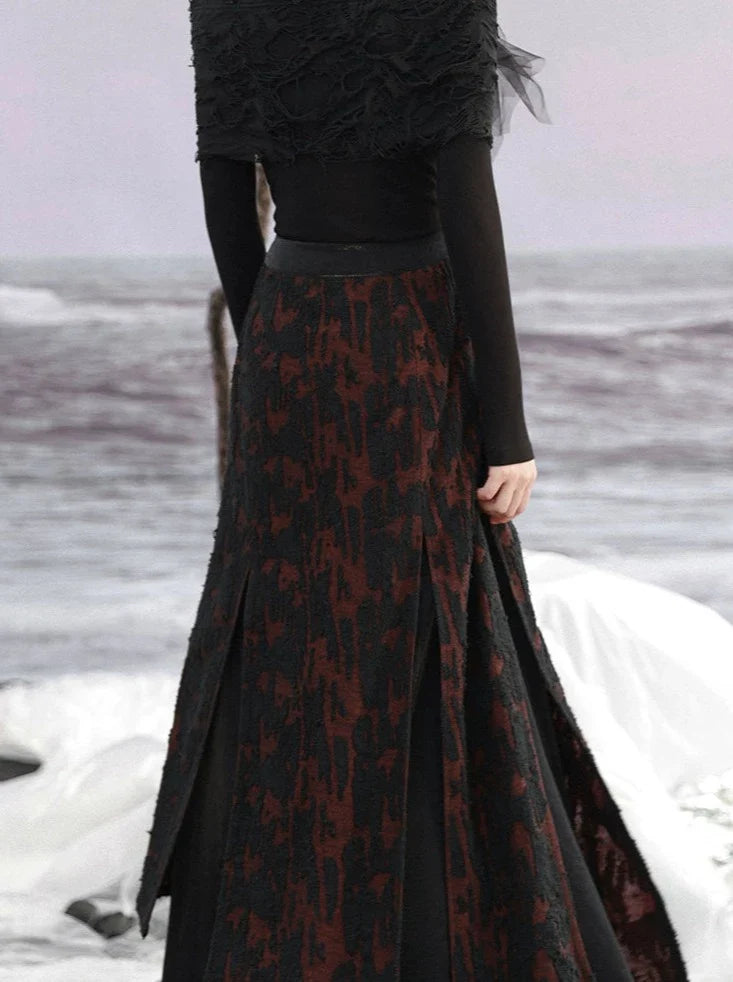 Patchwork Dunkler Rock Retro Strick