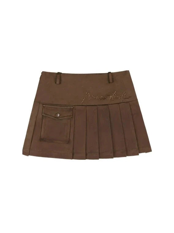 ジャケットロゴシャーリングポケットスカート+プリーツ