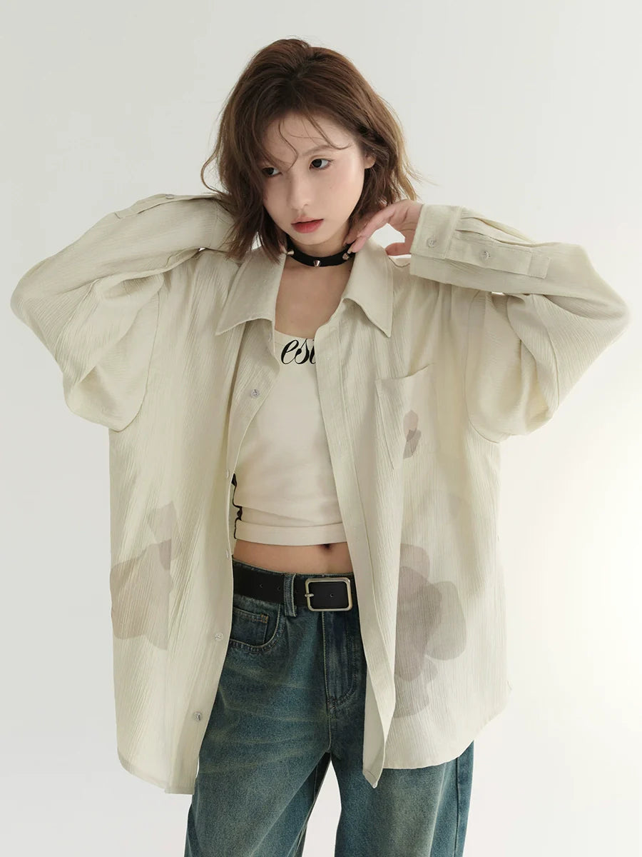 Design Shirt Sheer Pleated