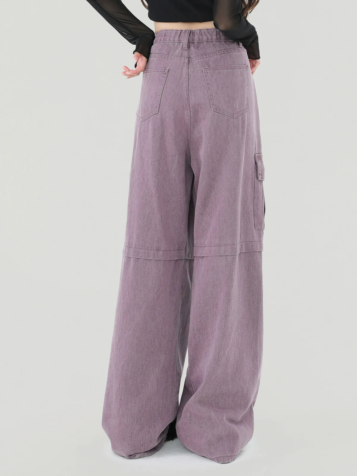 パープルアメリカンカーゴデニムパンツレトロ