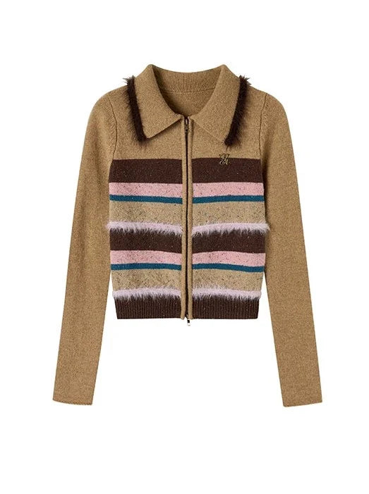 Bunt gestreifte Strickjacke