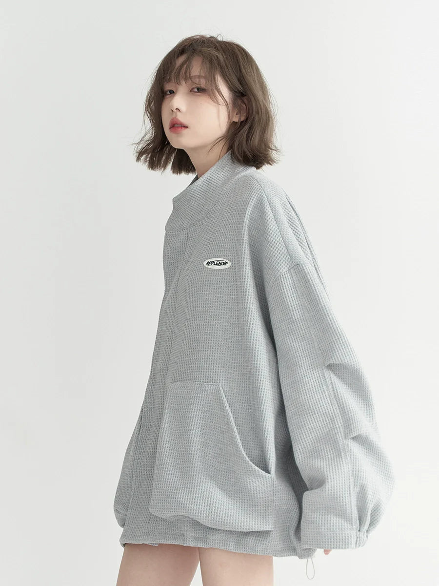 Stand Jacket Waffle Collar One Point