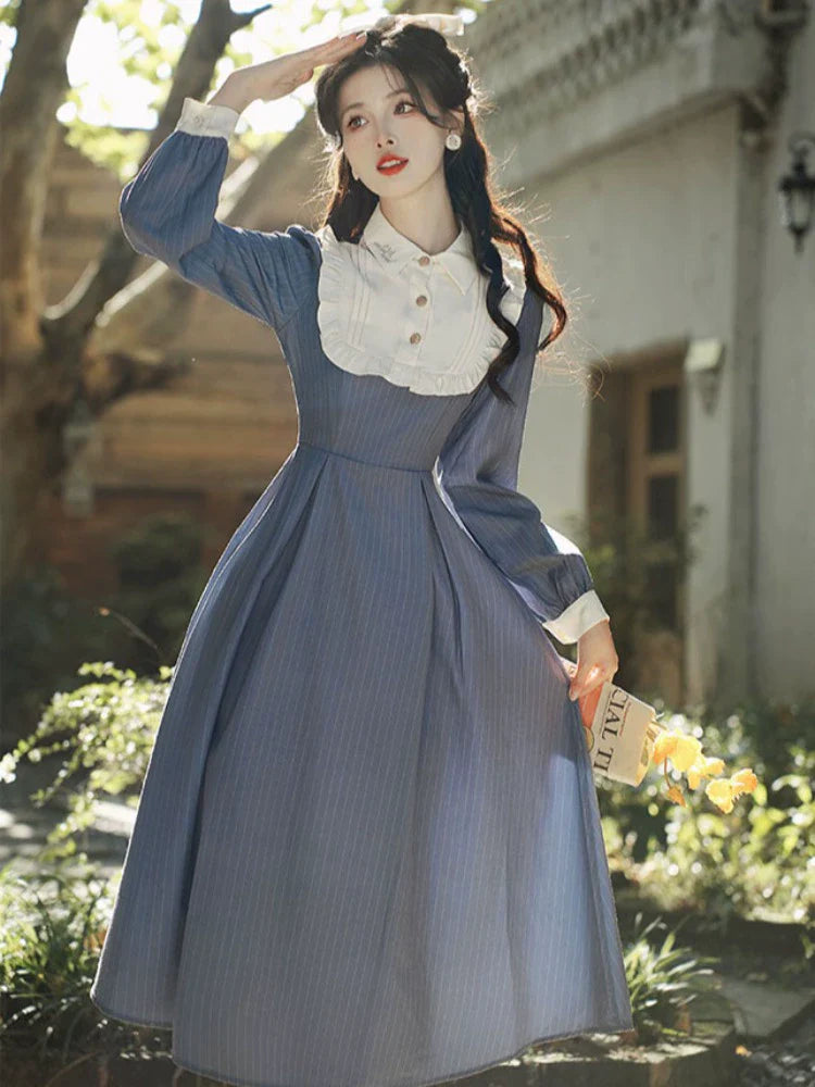 Kragen Retro Puppe Elegantes Kleid