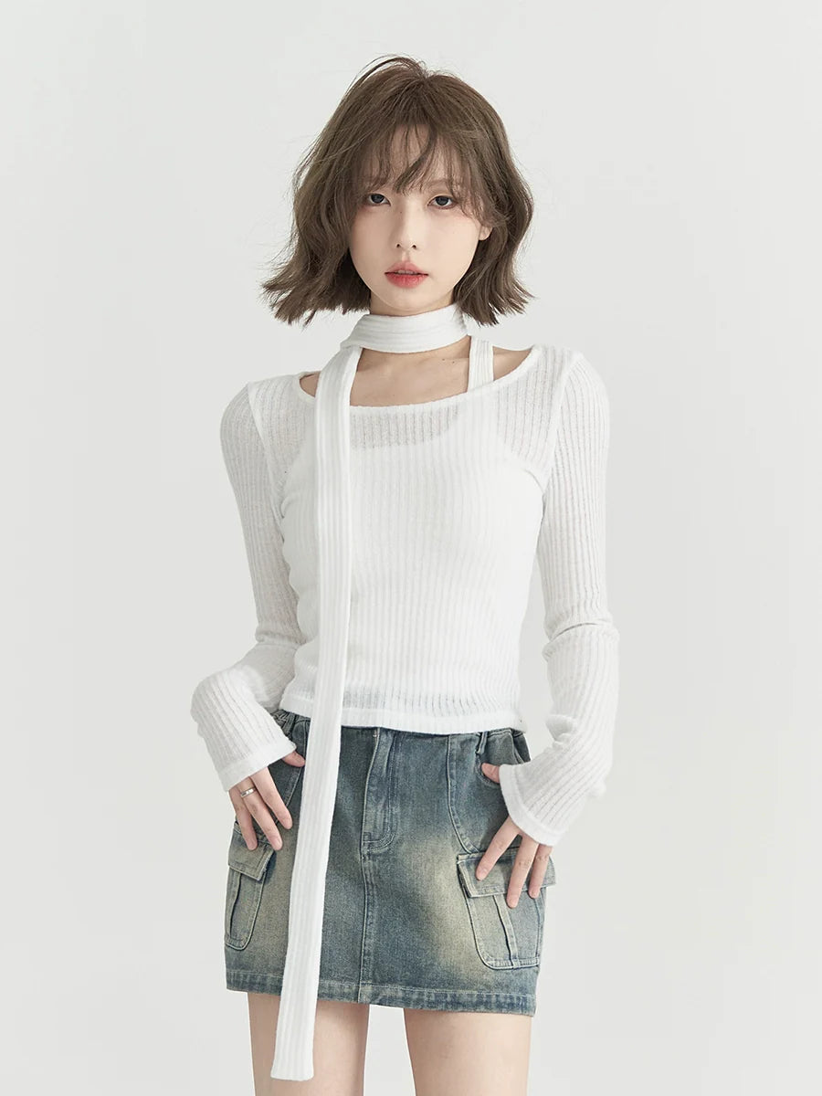 Knit Neck Round Low Scarf