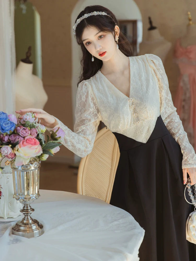 Schickes Retro-Kunststückkleid Zwei elegante