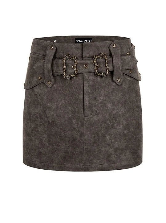 モードオークルのアシンメトリーベルトスカート