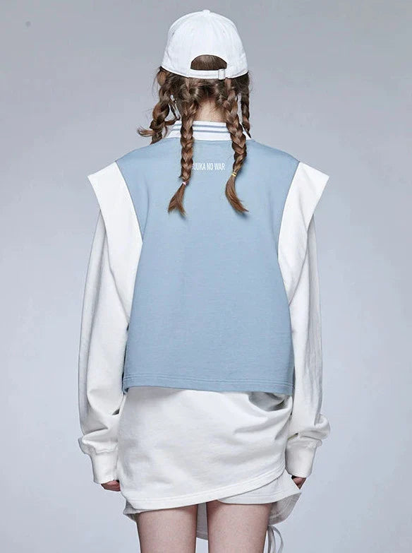 Sportliche Weste Strick Blau-Weiß