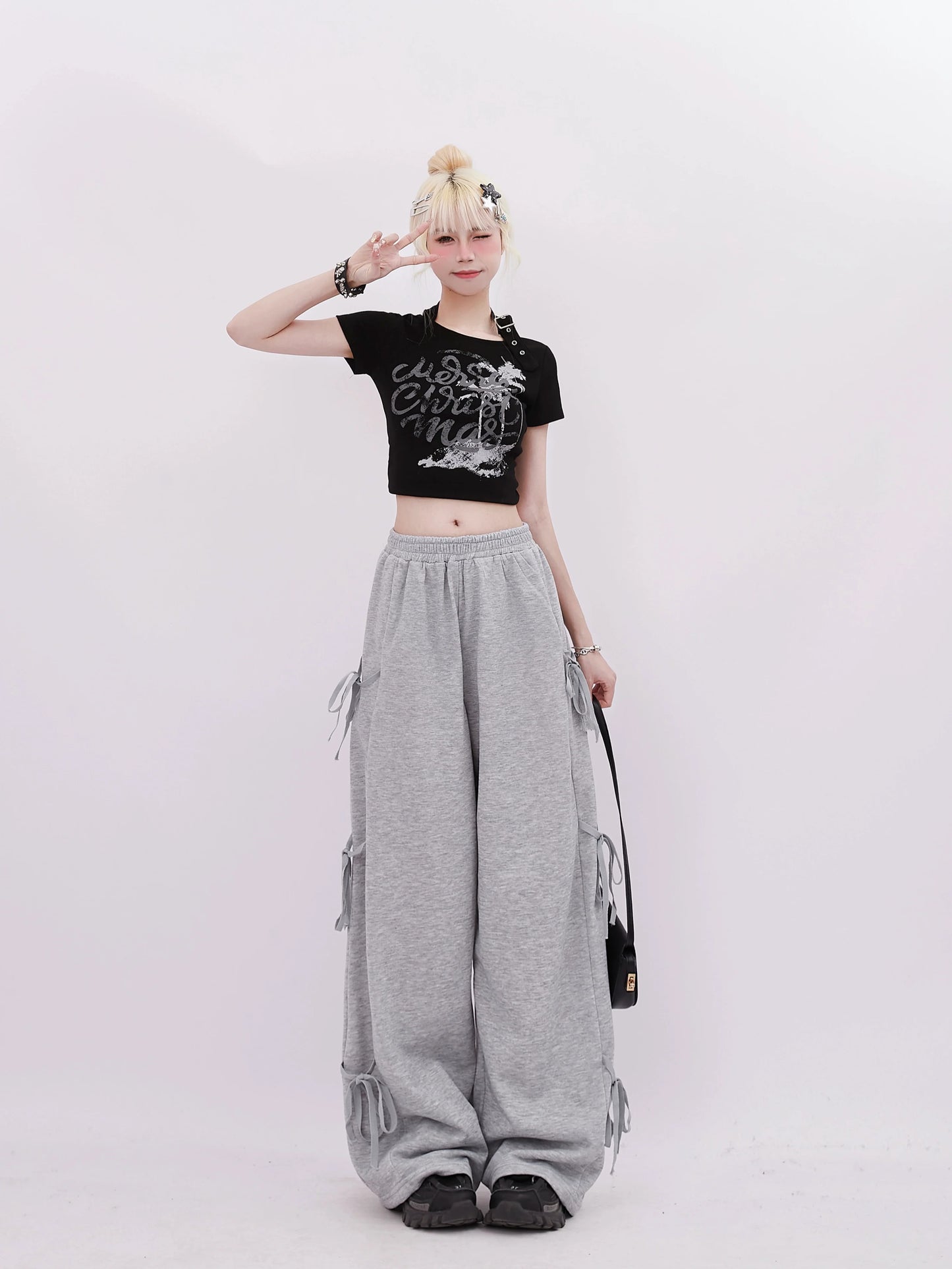 Ribbon Side Sweatpants Casual
