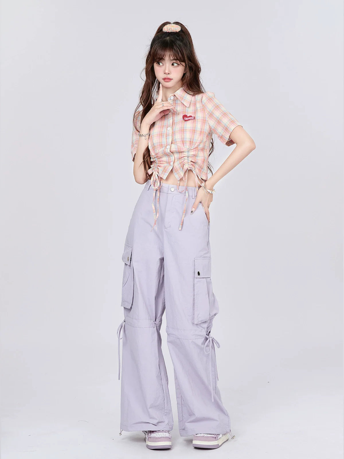 Drawstring Pants Strap Loose Cargo