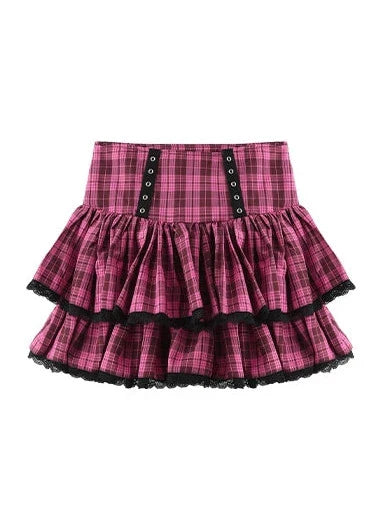 Rockband + Top Cake Cami Print Check Schwarz