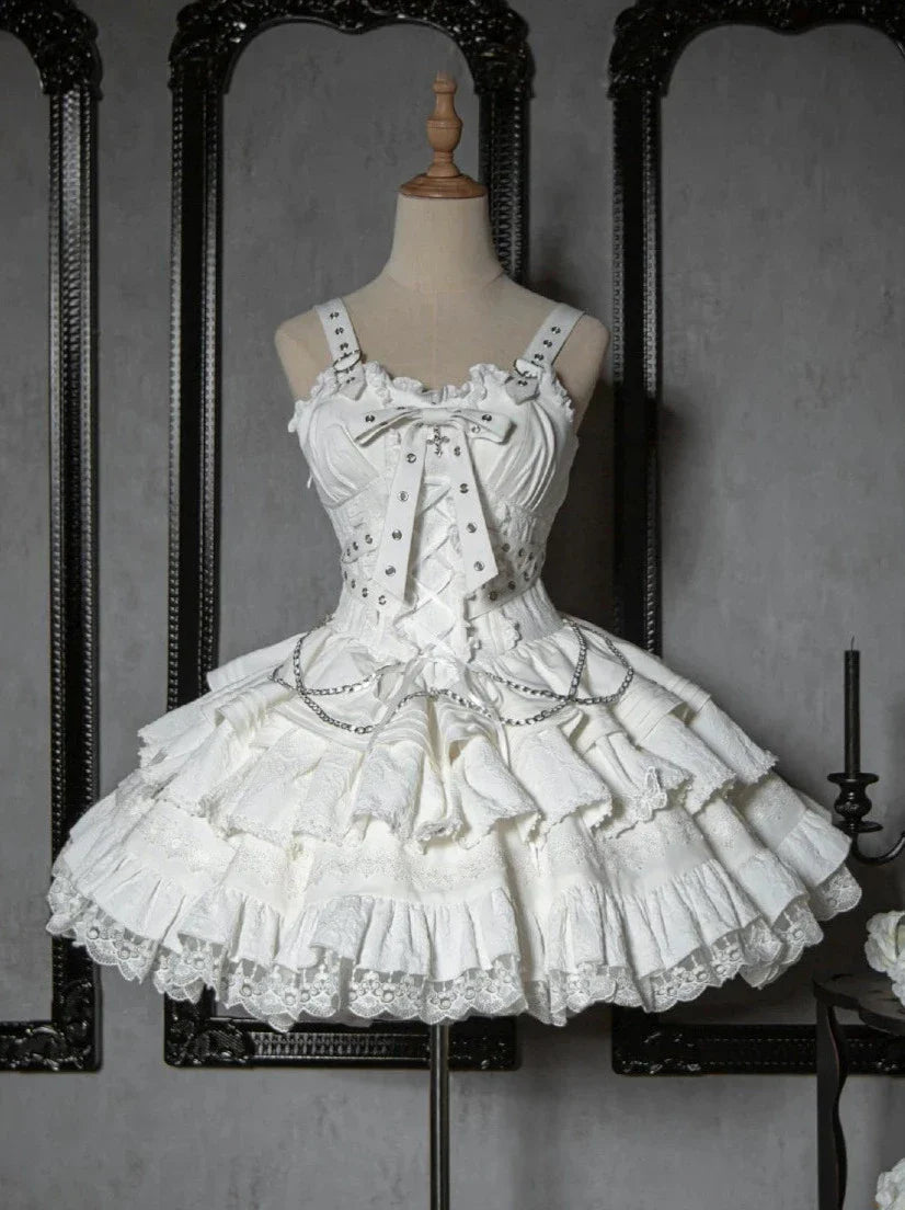 Dress Short Cross Contract Sweetheart Gothic