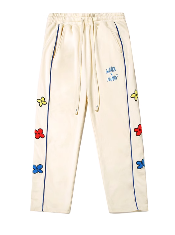 Neck Side Design Round Cream Sweatshirt Yellow + Pants