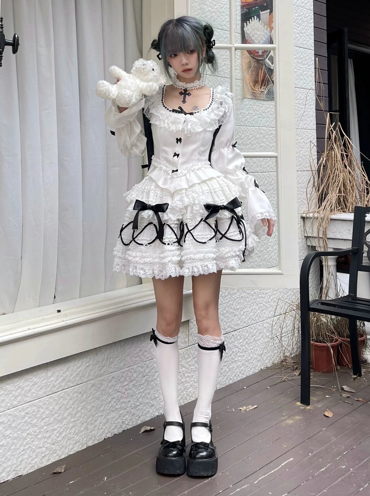 Spitzen-Taillen-Top mit Ärmeln, französischer Retro-Puffärmel