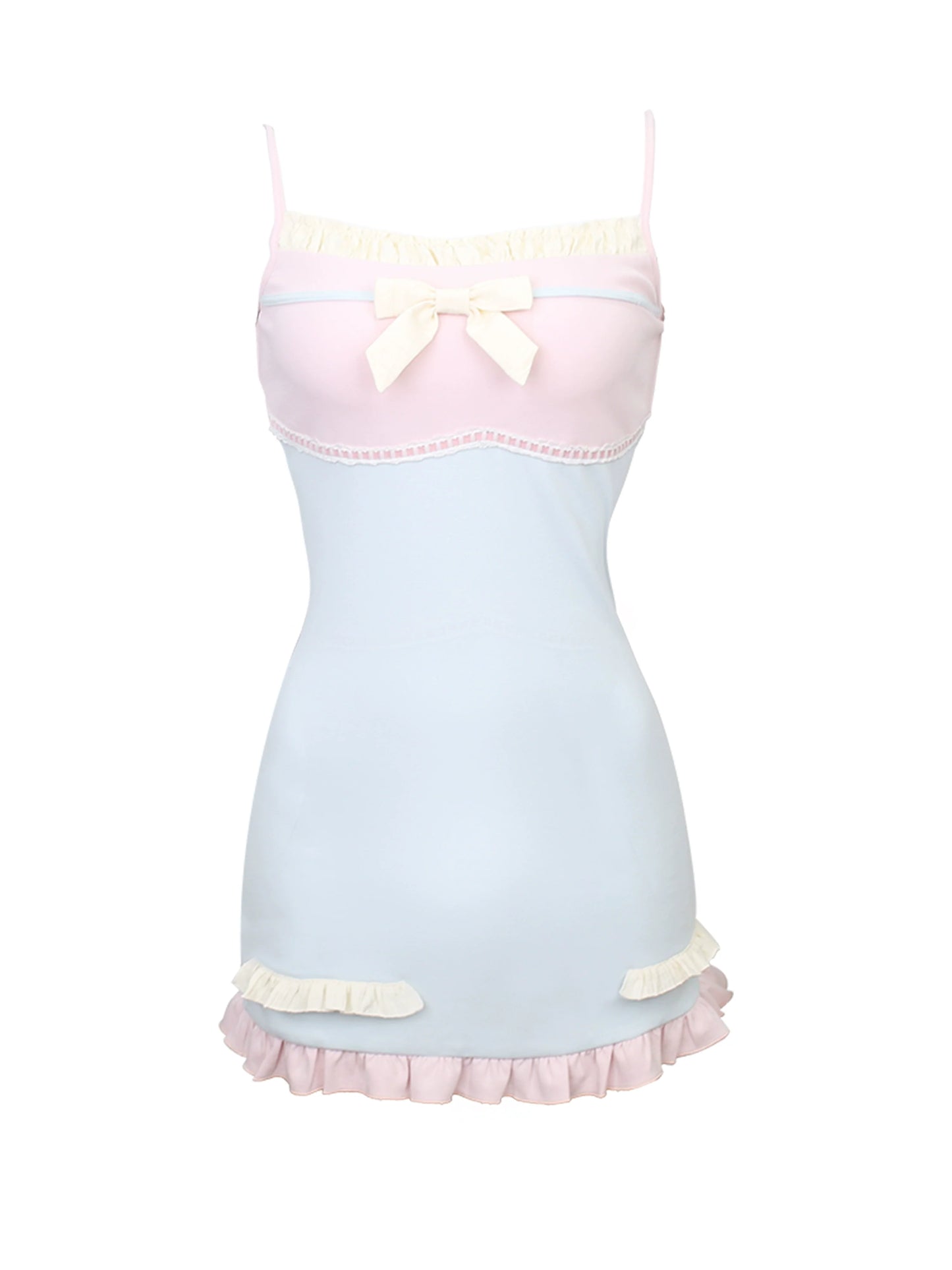 Rüschenspleiß Creme Straps Ice + Cardigan Kleid