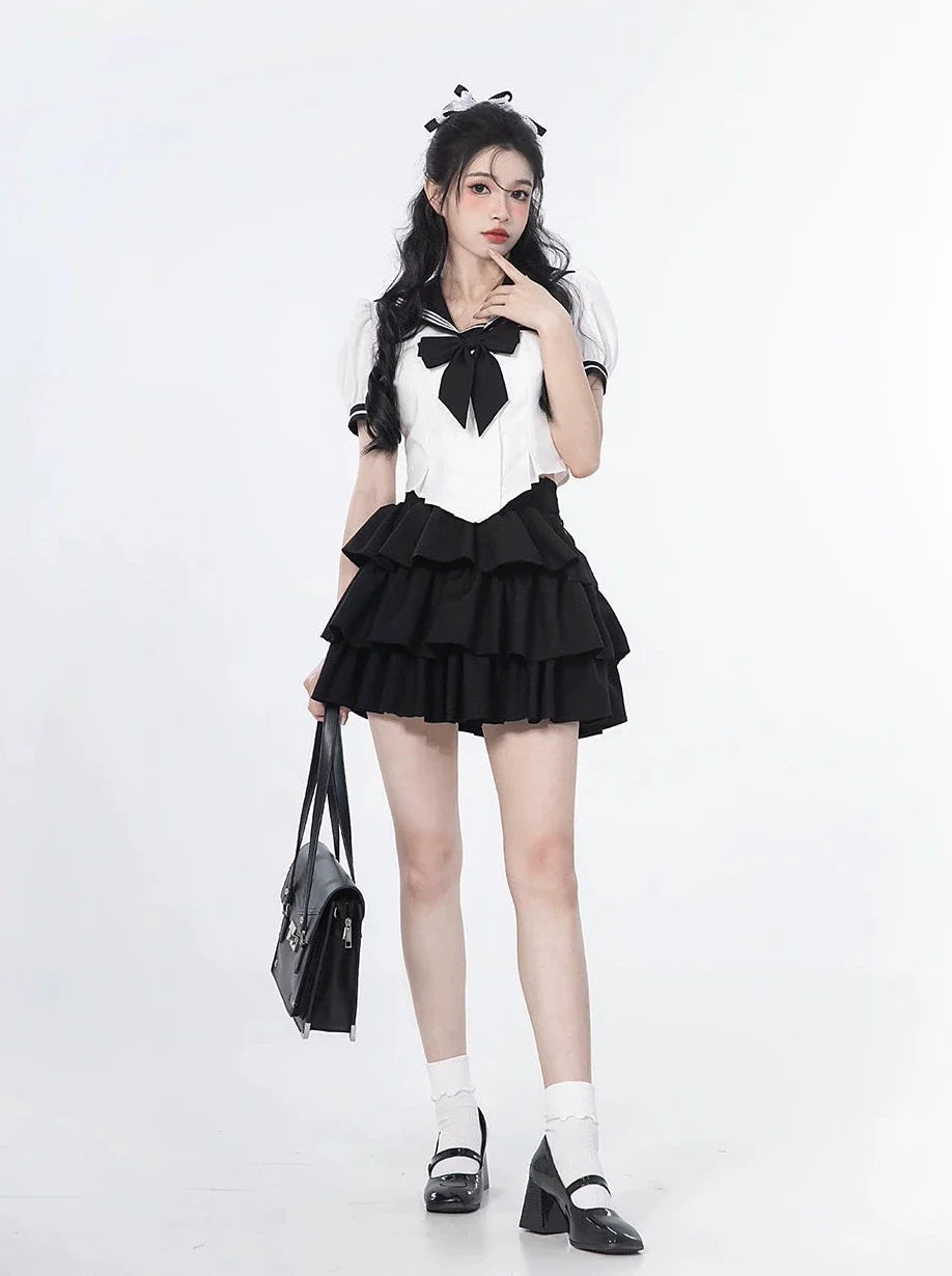 Ribbon Skirt College Top + Six Sailor Ruffles Sweet