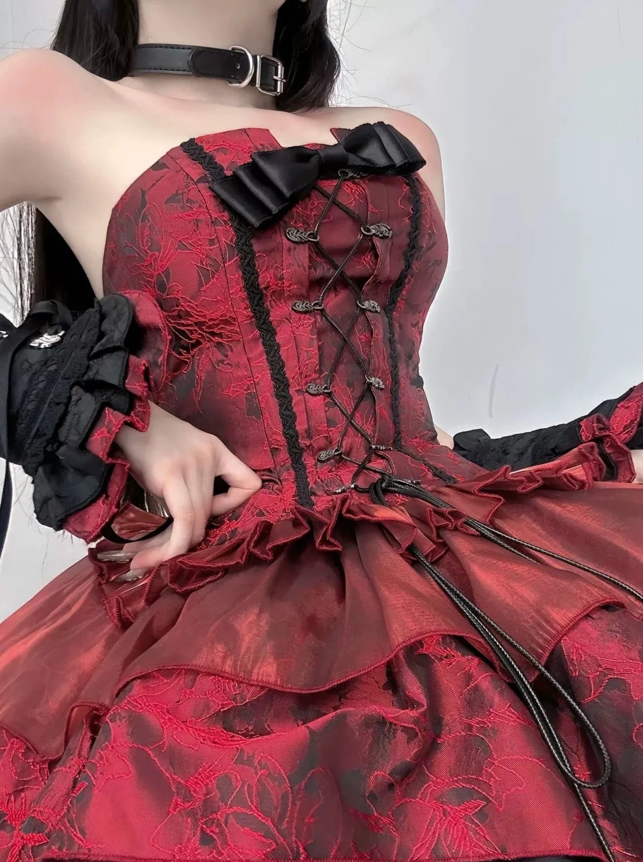 Sleeve Corset Vest + Puff Jacquard Fishbone