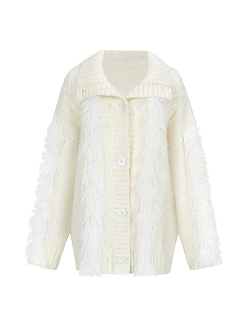 One-Shoulder-Strickjacke mit Zopfmuster + Zopfmuster