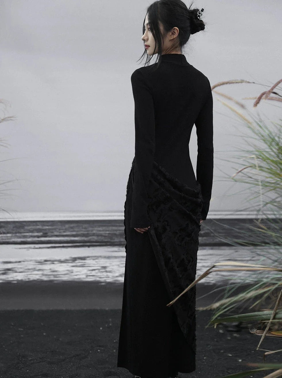 Dress Slit Splicing Retro Botmings Fit Inner Slim