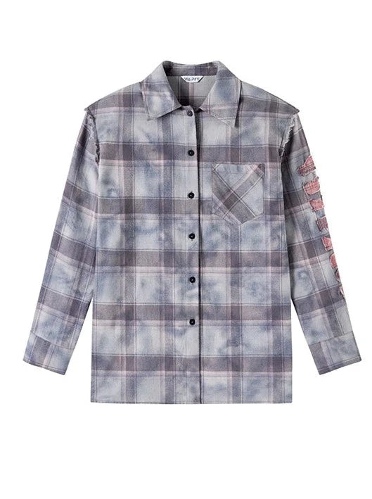 Check Shoulder Loose Silhouette Shirt