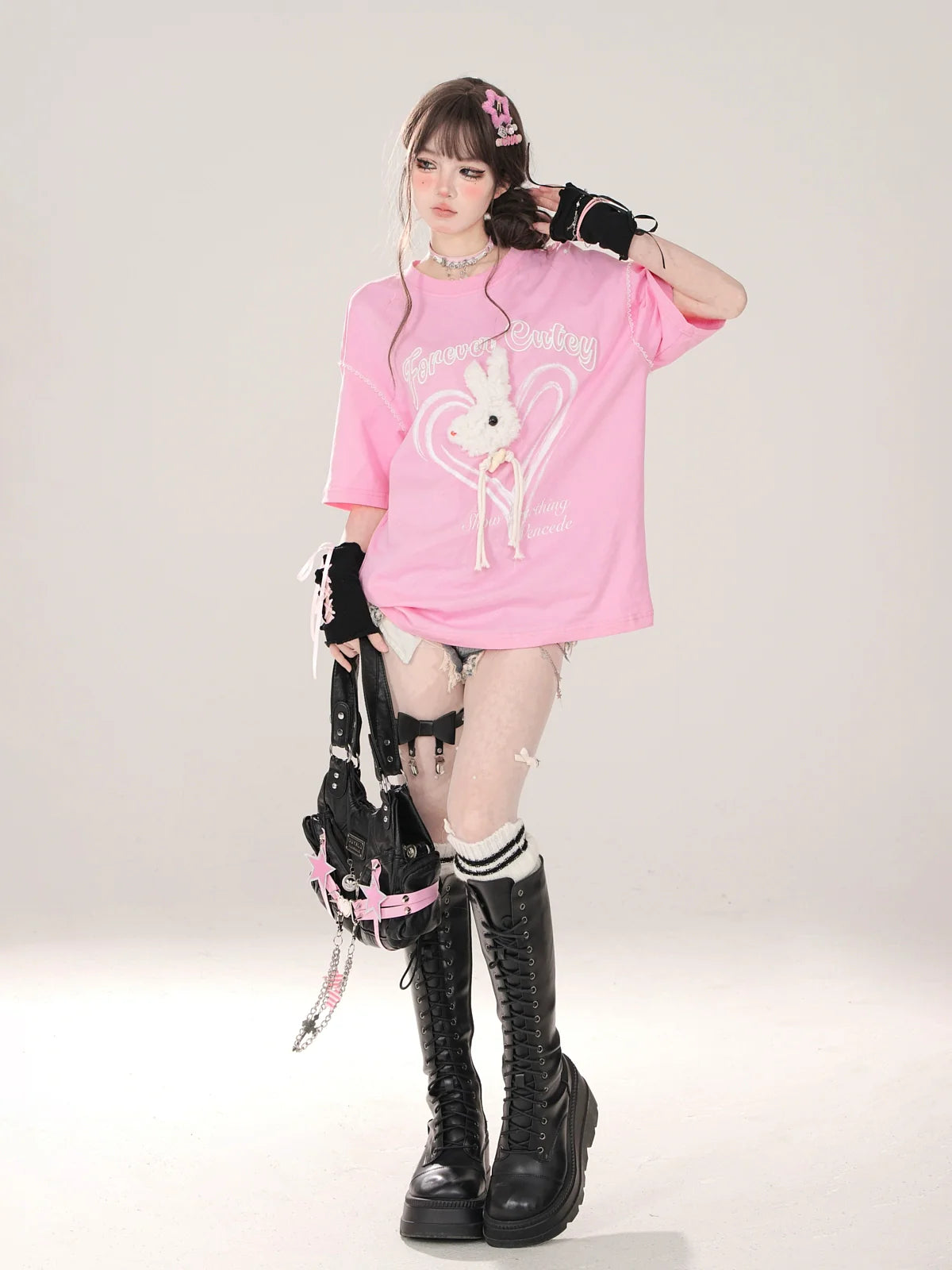 T-Shirt Rabbit 3D Short-Sleeved Design