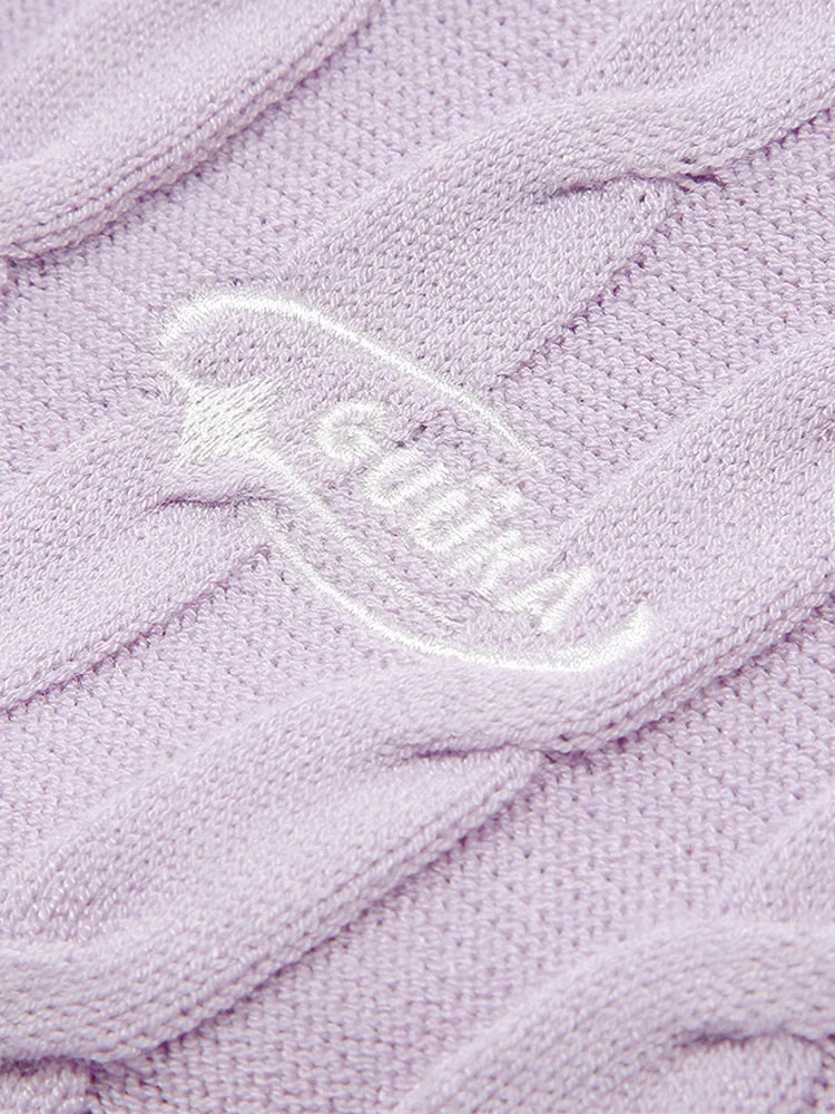 Lila Sommer-Strick-Poloshirt mit Twist