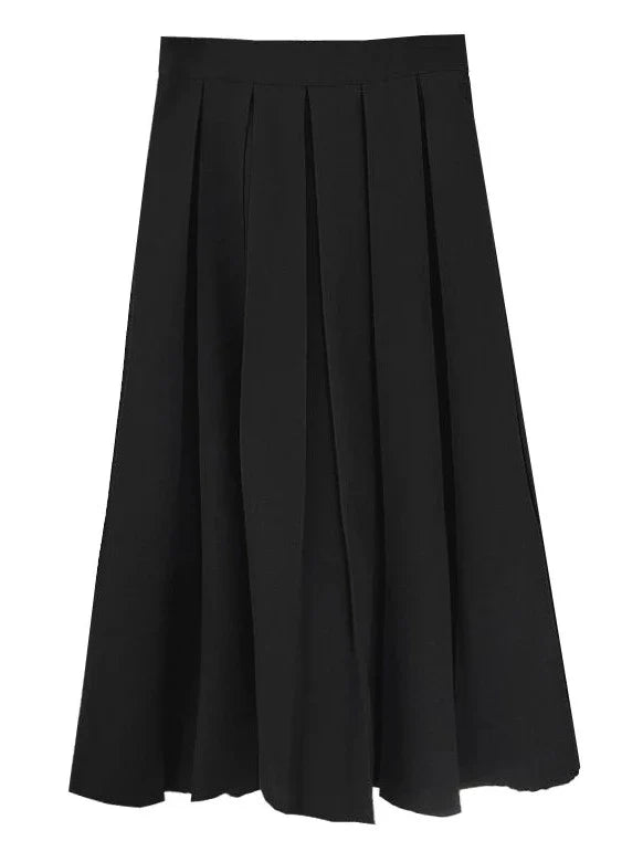 スカーフ+ラペルロングシャツプリーツスカート