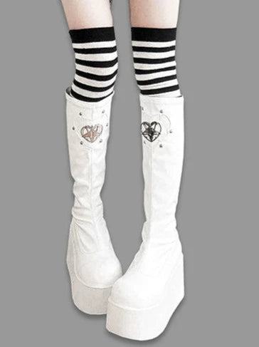 Saurons Stiefel Eye Punk Runde Plateauzehe