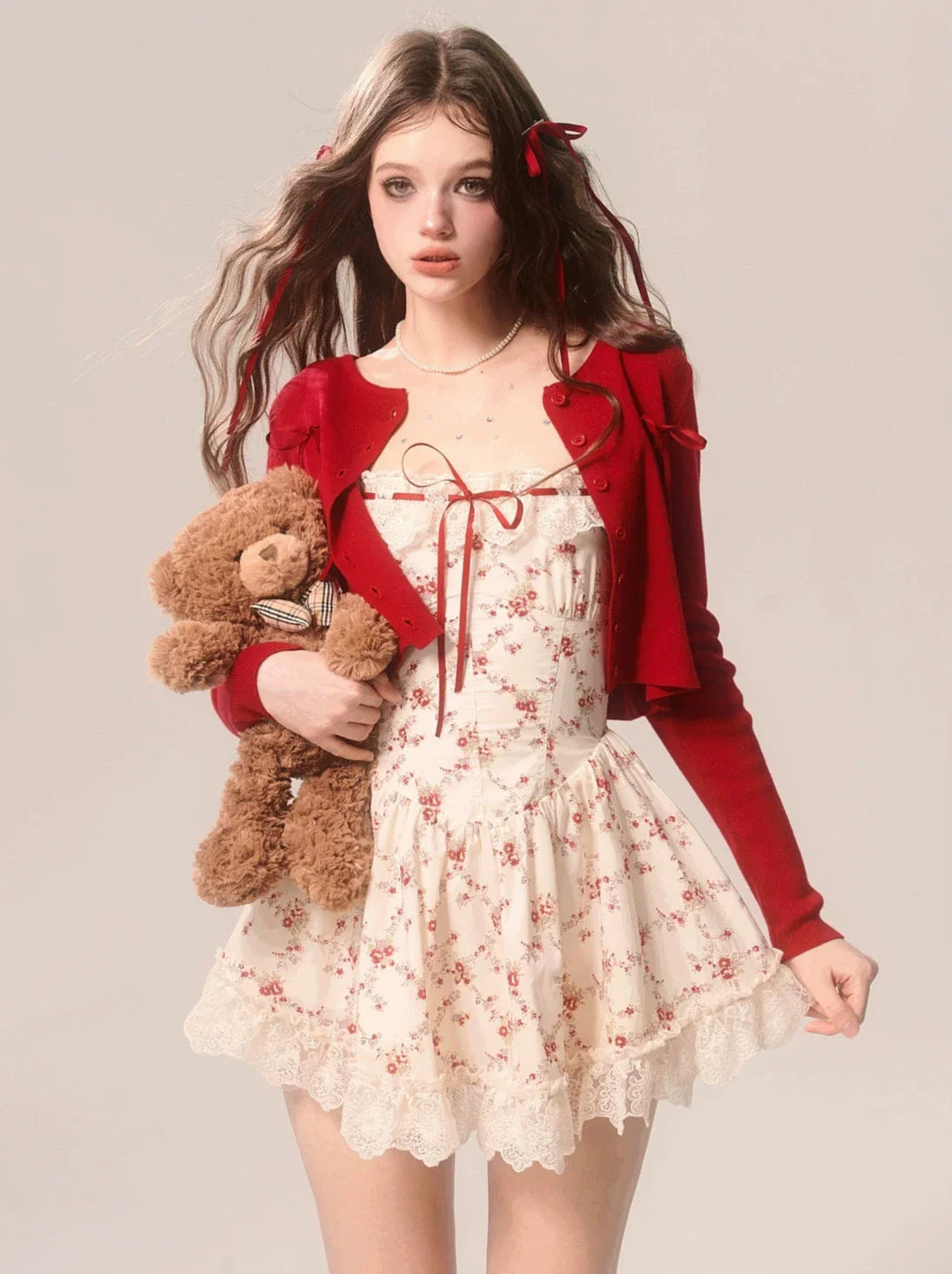 レースフローラルローズドレスキャミソールフレンチソウル