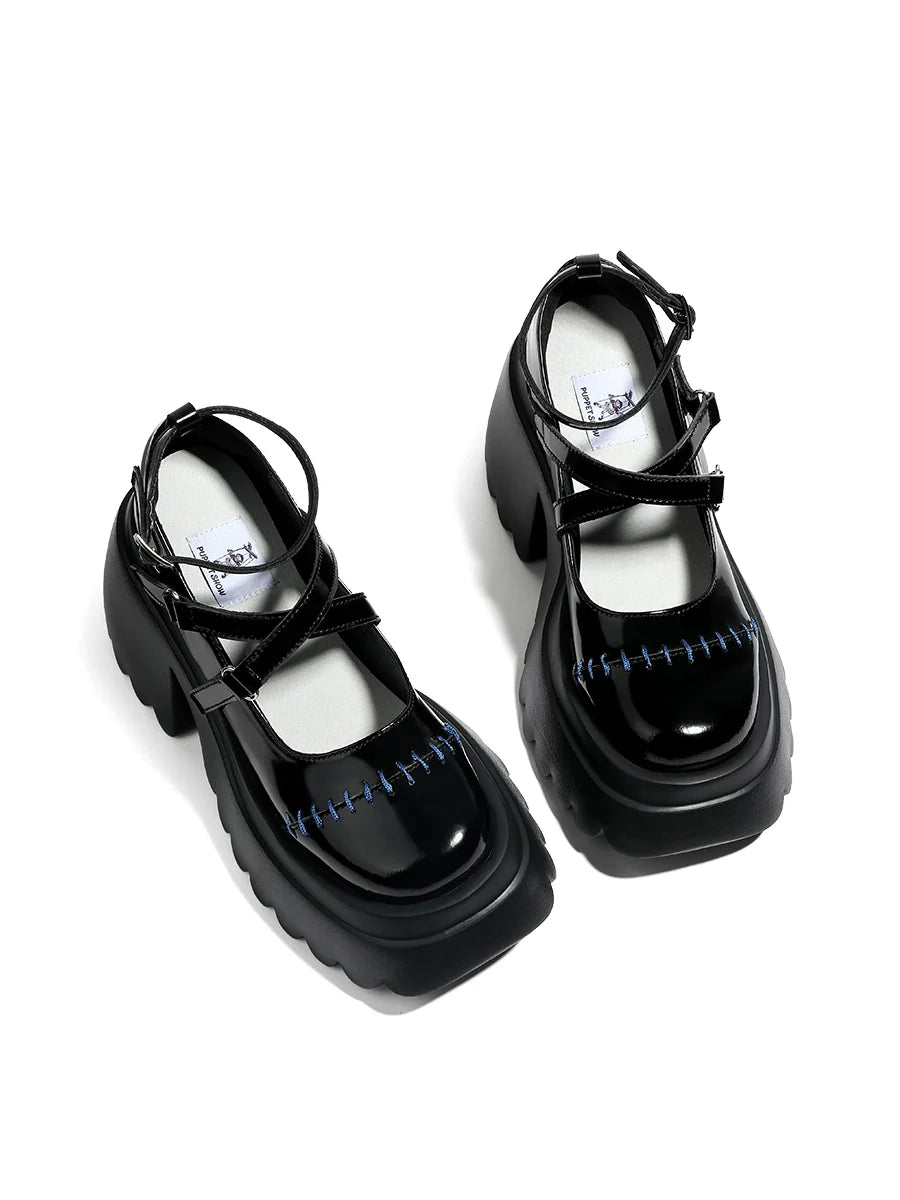 Cross Shoes Stitched Leather