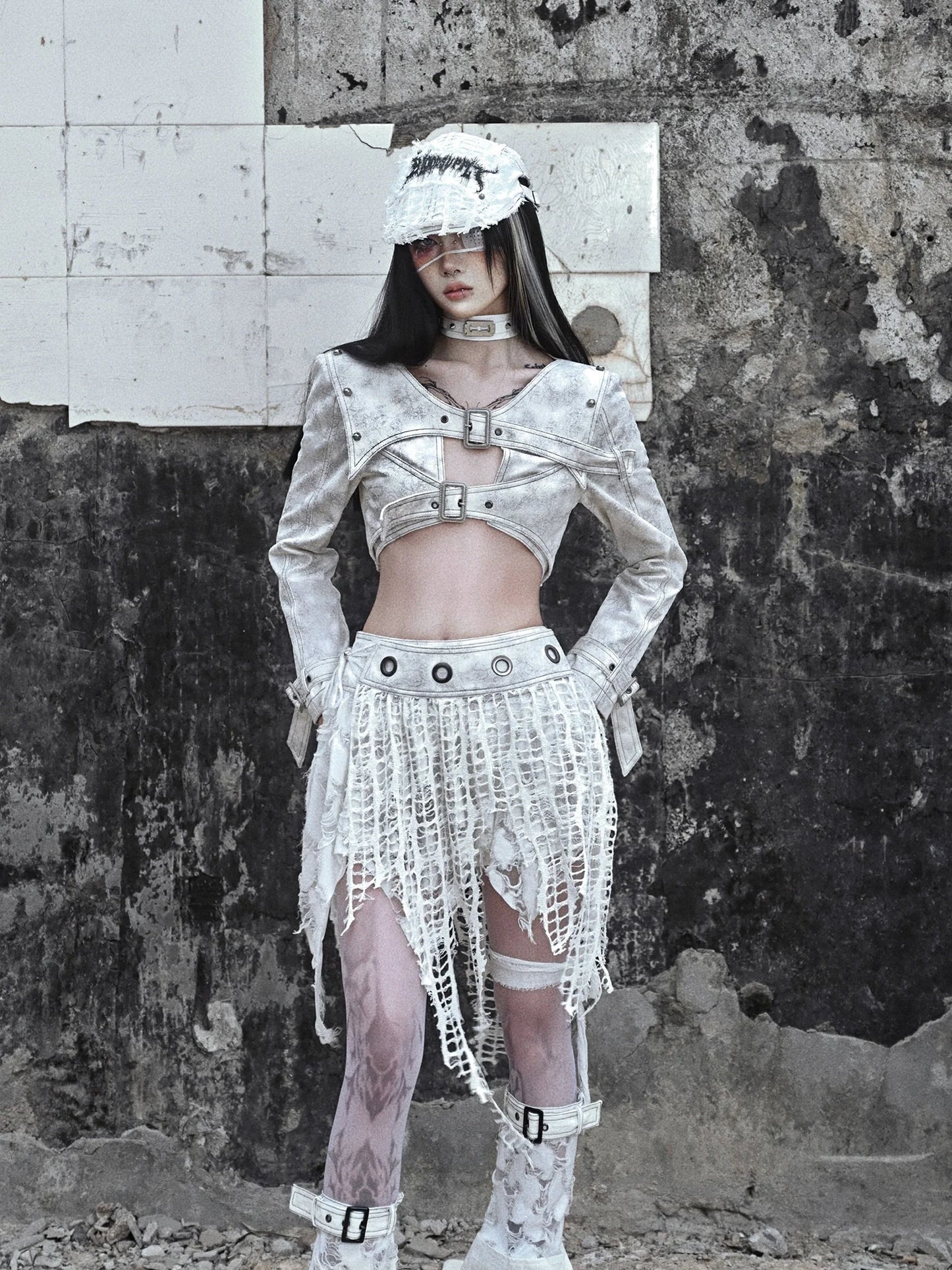 White Asymmetrical Jellyfish Pure Skirt