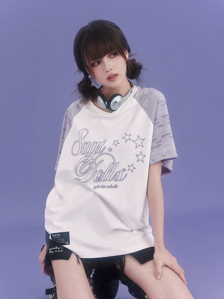 Bedrucktes Mädchen-Ärmeltop Run Fighting Spirited