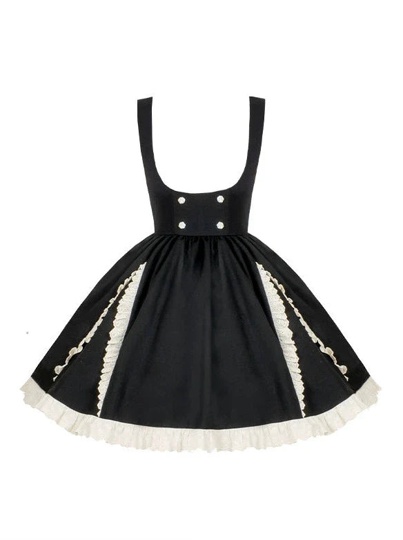 Rüschenrock mit Riemenband und Stehkragen